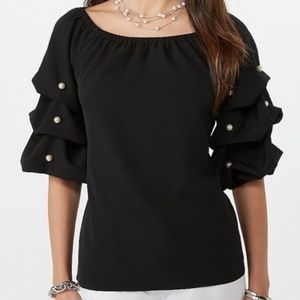 Ruched Pearl Sleeve top